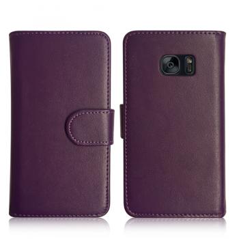 Book Shape Back Leather Case Cover for Samsung Galaxy S7 Edge in Purple