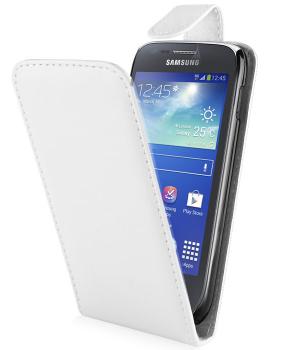 Leather feel Flip Pouch Compatible For Samsung Galaxy Ace 3 - white