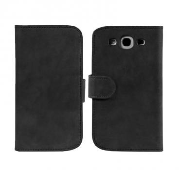 Leather Feel Flip Book Shape Back Case for Samsung galaxy Ace 3 - Black