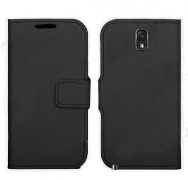 Leather Feel Flip Book Shape Back Case for Samsung Galaxy Note 3 - Black