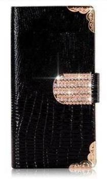 Diamond Luxury Book Shape Fancy Wallet Back Case for Samsung GALAXY S4 i9505 in Black