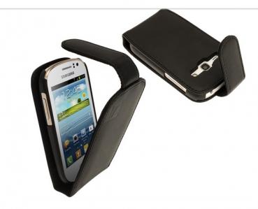 Leather feel Flip Pouch Compatible For Samsung Galaxy Fame S6810 - Black