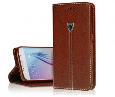 xondo leather feel flip back case cover for Samsung S6 in Brown