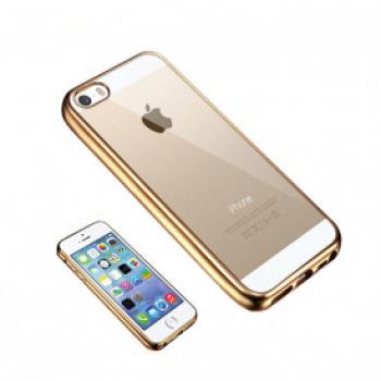 Ultra Thin Clear Gel Cover With Gold Bumper Compatible For iPhone 5/5s/5c/SE