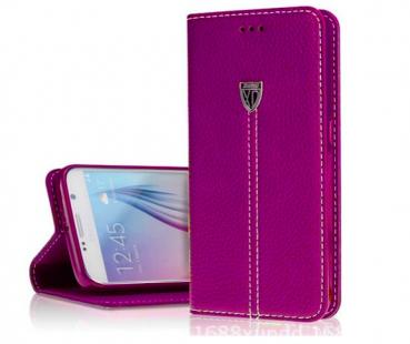 xondo leather feel flip back case cover for Samsung S6 in Hot Pink