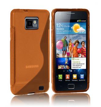 GRIP S-LINE SILICONE GEL CASE FITS SAMSUNG GALAXY S2 i9100 - ORANGE