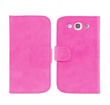 Leather Feel Flip Book Shape Back Case for Samsung galaxy Ace 3 - Pink