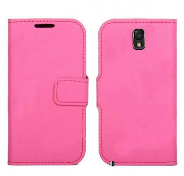 Leather Feel Flip Book Shape Back Case for Samsung Galaxy Note 3 - Pink