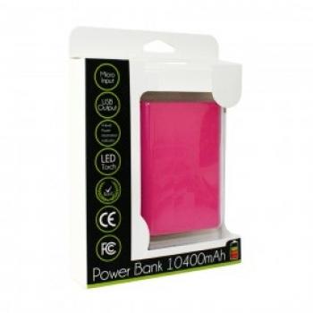 Power Bank 10400 mAh Compatible for all kinds of Mobile Phone in Hot Pink