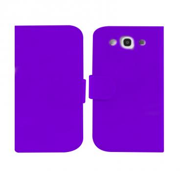 Leather Feel Flip Book Shape Back Case for Samsung galaxy Ace 3 - Purple