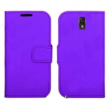 Leather Feel Flip Book Shape Back Case for Samsung Galaxy Note 3 - Purple