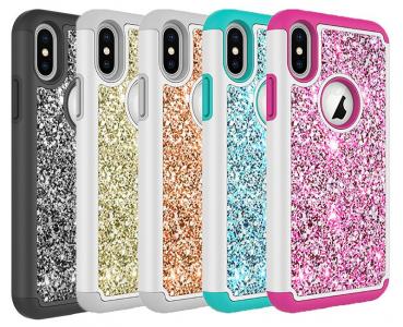 Luxury Bling Glitter Hybrid Soft Silicone Hard PC Case Cover For Iphone X 8 8plus