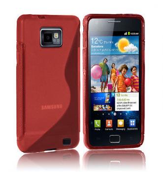 GRIP S-LINE SILICONE GEL CASE FITS SAMSUNG GALAXY S2 i9100 - RED