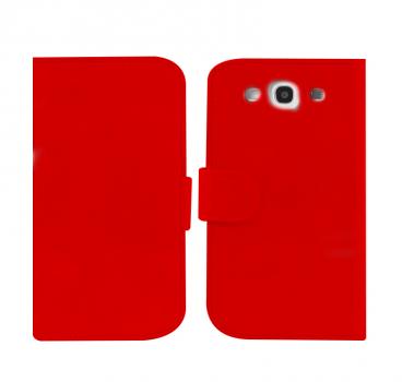 Leather Feel Flip Book Shape Back Case for Samsung galaxy Ace 3 - Red