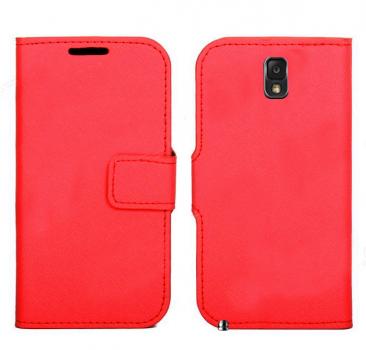 Leather Feel Flip Book Shape Back Case for Samsung Galaxy Note 3 - Red