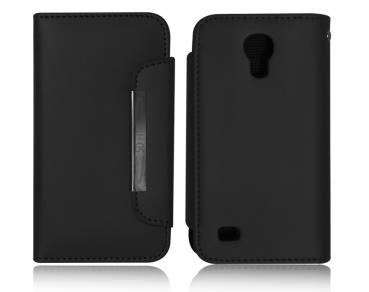 Smart Wallet Soft Leather Touch compatible for Samsung S4 Mini in Black