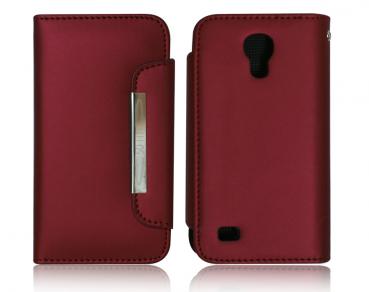 Smart Wallet Soft Leather Touch compatible for Samsung S4 Mini in Red