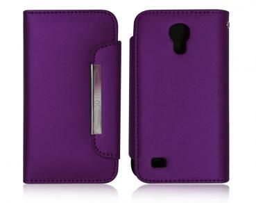 Smart Wallet Soft Leather Touch compatible for Samsung S4 Mini in Purple