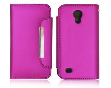 Smart Wallet Soft Leather Touch compatible for Samsung S4 Mini in Hot Pink