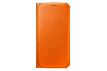 Flip Wallet Cover Back Case Compatible for Samsung Galaxy S6/S6 Edge - Orange in Retail Pack