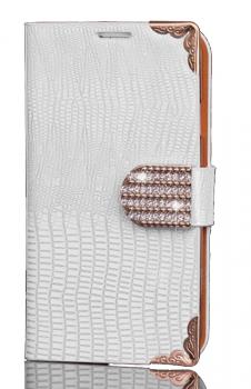 Diamond Luxury Book Shape Fancy Wallet Back Case for Samsung GALAXY S4 i9505 in White