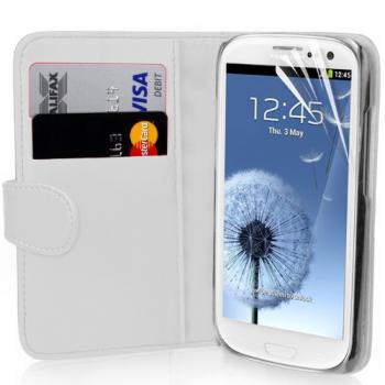 Leather Feel Flip Book Shape Back Case Samsung Galaxy S3 Mini - White