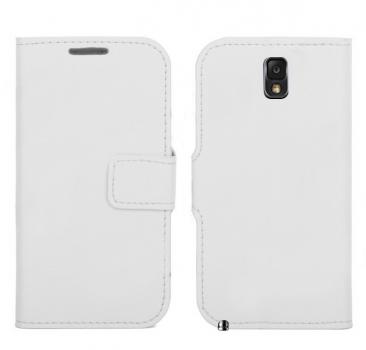 Leather Feel Flip Book Shape Back Case for Samsung Galaxy Note 3 - White